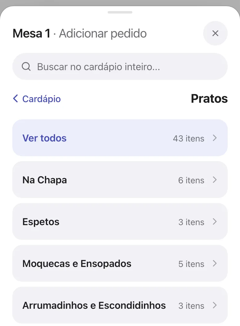 Grupo Pratos com subcategorias